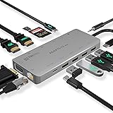 USB C Hub 13-in-1 with Triple Display 2X HDMI 4K, Type-C 100W Charging, 3xUSB 3.0, VGA, 3.5mm Audio, SD/MicroSD Card, 1000MB Ethernet - Multi-Port USB-C Adapter Docking Station MacBook, Dell, HP