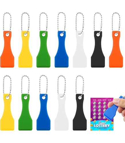 NUOBESTY 10-Pack Lottery Ticket Scratcher – Plastic Scratch-Off Tool With Keychain, Blue, Compact & Lightweight