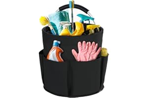 Bototack Cleaning Caddy with Handle, Cleaning Products Organiser, 17L Foldable Storage Basket, Cleaning Caddy Organiser, Portable Multi Cleaning Bucket Bag for Home, Garden (Black)