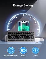 TECKNET 2.4G Wireless Keyboard Grey Ultra Slim 14 Shortcuts 12 Month Battery view 2