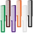 Patelai 6 Pieces Clipper Barber Comb Professional Flat Top Combs for Stylists and Barbers(Green, Purple, Orange, Red, White, Black)