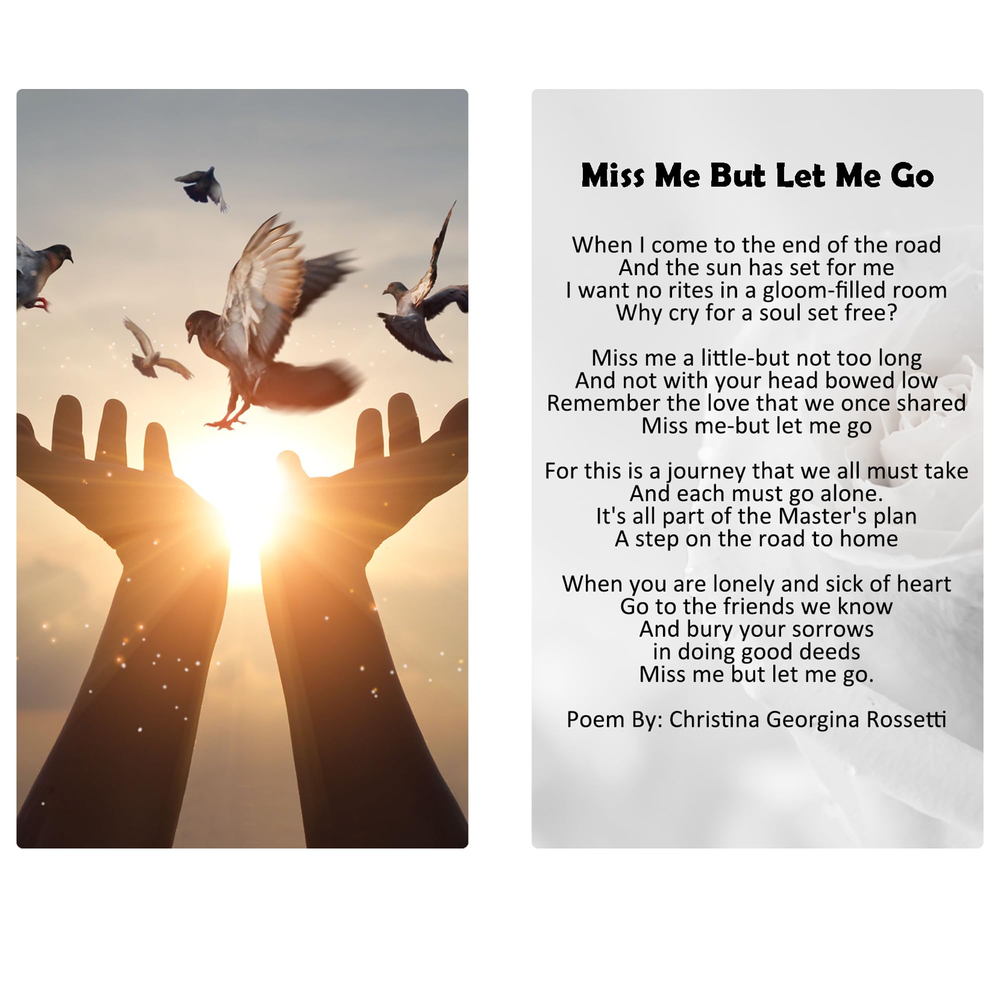 Choobly 100-Pack PREMIUM Laminate Funeral Prayer Cards, Celebration of Life Memorial Cards, Bereavement Poems, Comfort, Remembrance, Sympathy, Funeral Favors