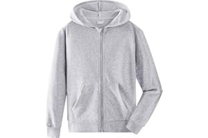 Spring&Gege Youth Solid Classic Hoodies Soft Hooded Full Zip Sweatshirts for Children (3-14 Years)