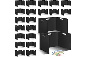ZSMKJIAYE 22 Pcs Desk Dividers for Students 14 × 17.5 × 14 Inch Plastic Waterproof Privacy Folders Shields Test Dividers with Black Classroom Privacy Boards for School Study Teacher Supplies