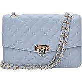 GM LIKKIE Quilted Shoulder Bag for Women, Medium Flap Crossbody Handbag with Chain Strap, Soft Vegan Leather Clutch Purse