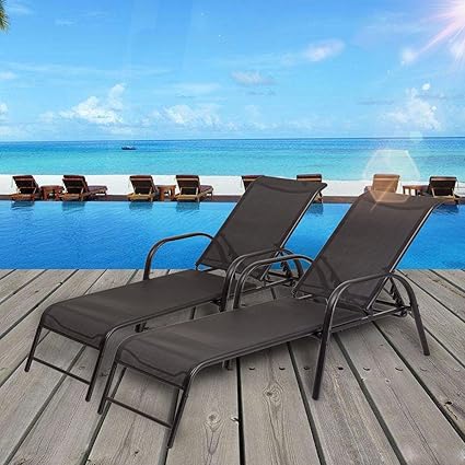 Amazon Com Item Valley Set Of 2 Patio Lounge Chairs Sling