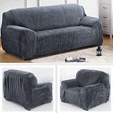 Teynewer Thick Velvet Sofa Cover 4 Seater Dark Grey High Stretch Non Slip view 7