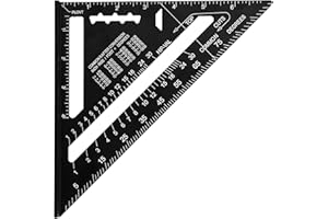 Beslands Aluminum 7-inch Rafter Square Carpenter Layout Tool Alloy Triangle Ruler Protractor （Imperial）