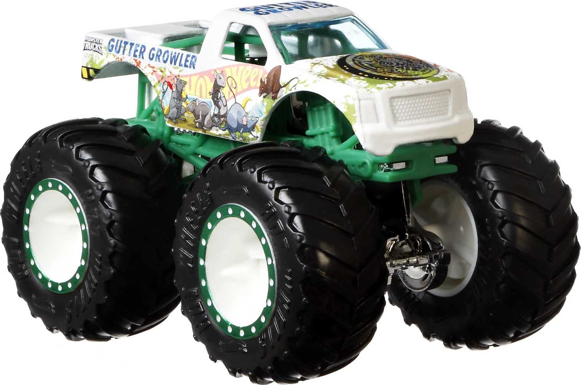 Hot Wheels Monster Trucks 1:64 Scale 4-Pack Assortment with Giant Wheels Gift Idea for Kids 3 to 6 Years Old, GBP23