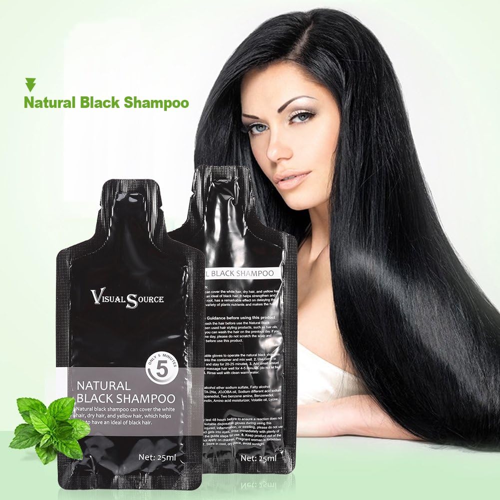 2pcs Natural Black Hair Shampoo White Hair Removal Dye Hair