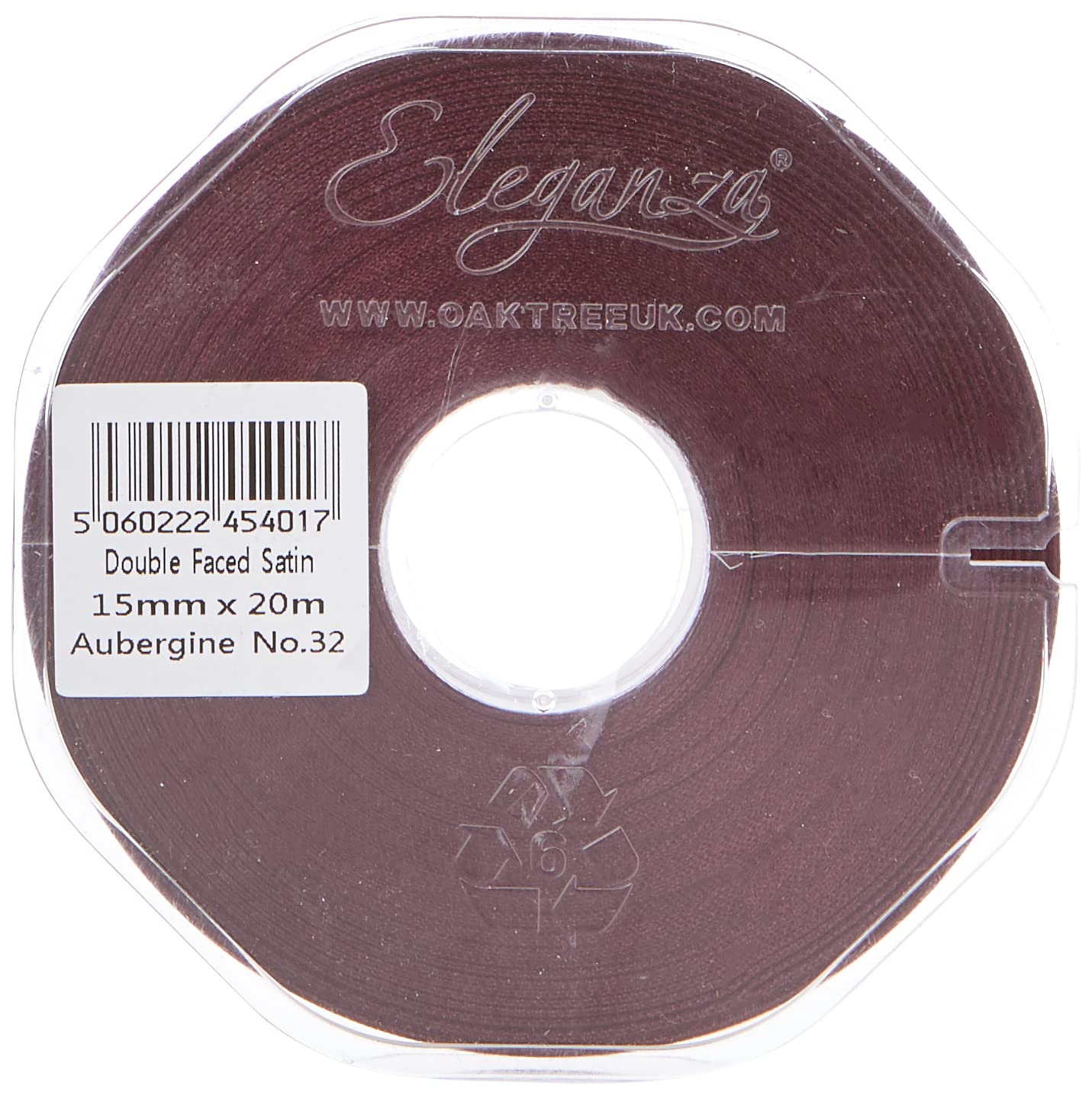 ELEGANZA Double Faced Satin 15mm x 20m Aubergine No.32, 15 mm x 20 m
