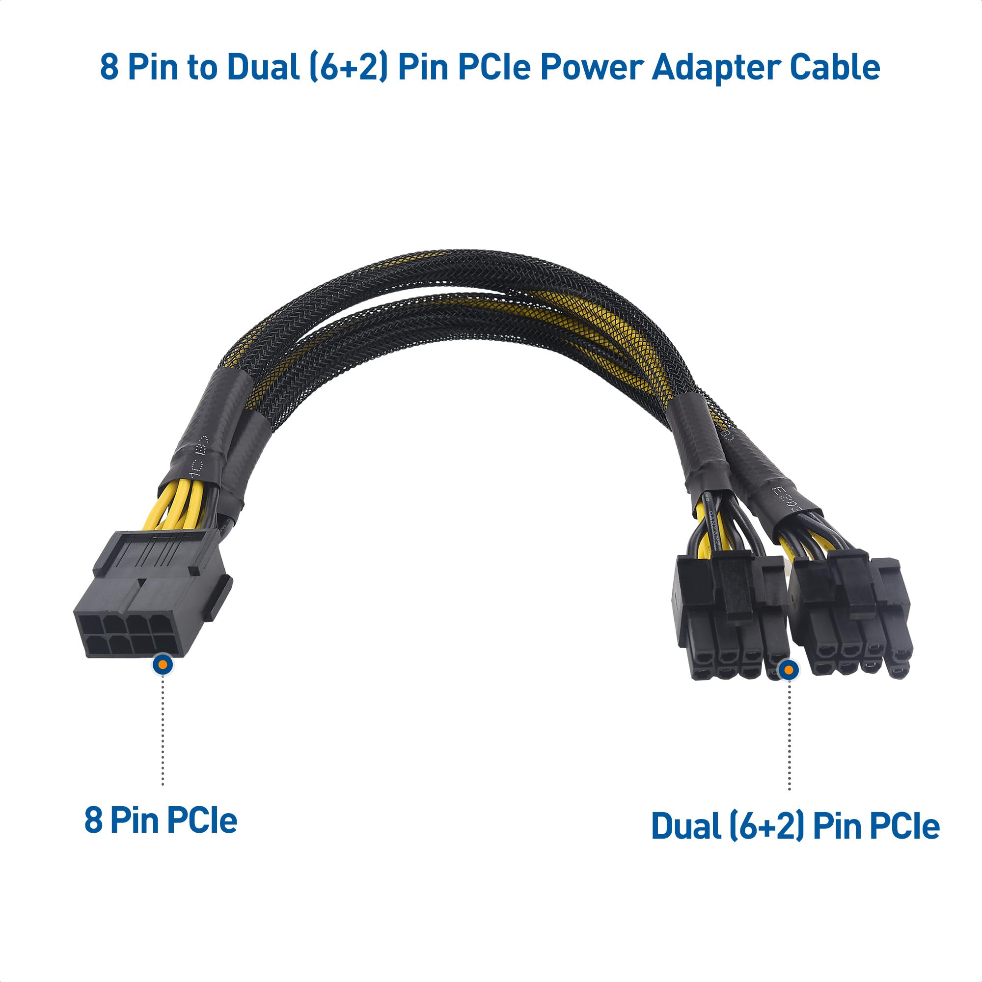 Cable Matters 2-Pack PCIe 8 Pin to Dual 8 Pin (6+2) Female to Male PCIe Power Adapter for GPUs - 9 Inches (8 Pin PCIe Cable GPU, Dual 8 Pin PCIe Cable)