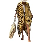 Moss Rose Women Summer Kimono Cardigan Kaftan Cover up Bathing Suit Maxi Beach Vacation Clothes with Belt