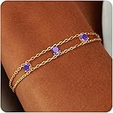 Awinesn Birthstone Bracelets for Women Trendy Gold Bracelets for Women Non Tarnish Dainty 14K Gold Plated Bracelet Stack Stackable Friendship Bracelets Fashion Accessories Gifts for Women