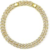 Batiyeer Women's Ankle Bracelets Cuban Link Chain Anklets Adjustable Chunky Anklets with Detachable Extender Rhinestone Bling Jewelry Gifts