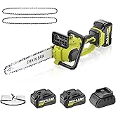 12 In Electric Chainsaw Cordless, 20V Battery Chain Saw with 2x4.0Ah Li-ion Batteries, 2 x Chains, with Tool-free Chain Tension, Auto Oiling for Wood Cutting, Tree Trimming and Branch Pruning