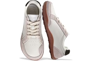 Barezoey Minimalist Leather Barefoot Shoes Men Sneakers, Wide Toe Box Shoes Mens Zero Drop Shoe with Slight Arch Support, Ant