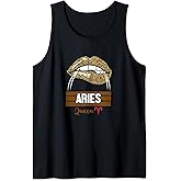 Red Lips Zodiac Sign Aries Queen Birthday Tank Top