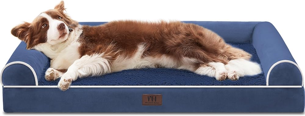 WESTERN HOME Large Orthopedic Dog Bed with Removable Cover Navy