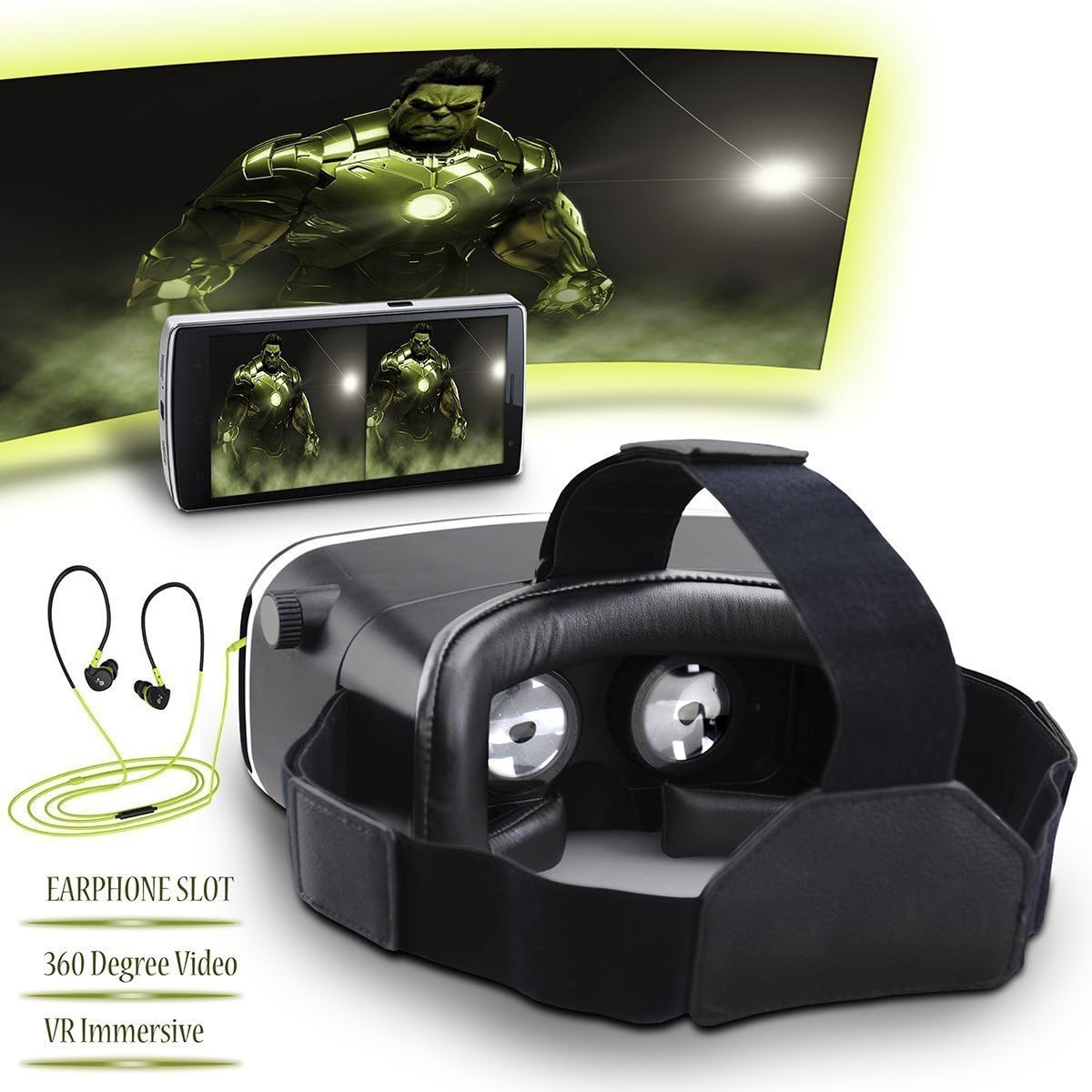 VR Headset,Loitent 3D VR Glassses Virtual Reality Headset With Adjust Lences and Strap for Iphone,Samsung,LG,All 4.0-6.0 Inch Smartphones (Black-)