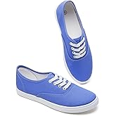 Womens Classic White Sneakers,Low Top White Canvas Shoes,Lightweight Casual Canvas Sneakers