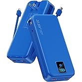 Portable Charger, 20000mAh 22.5W Fast Charging Power Bank with Built-in Cables & Wall Plug, Travel Essentials Battery Pack with LED Display, USB C External Battery Bank for iPhone iPad, Samsung Navy