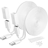 Itramax Flat USB A Male to Female Power Extension Cable 20FT/6M 2Pack,White | USB A Long Extender Cord for Security Cameras Wyze Cam V4/V3/V2/OG,Ring,Google Nest,Blink Mini/XT,eufy S340,EZVIZ,Waterproof