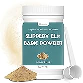Hznxolrc 6 oz Organic Slippery Elm Powder, Organic Slippery Elm Bark Powder, 100% Pure & Natural, Food-Grade, Helps Soothe The Throat and Coughing, Vegan, Pet Friendly