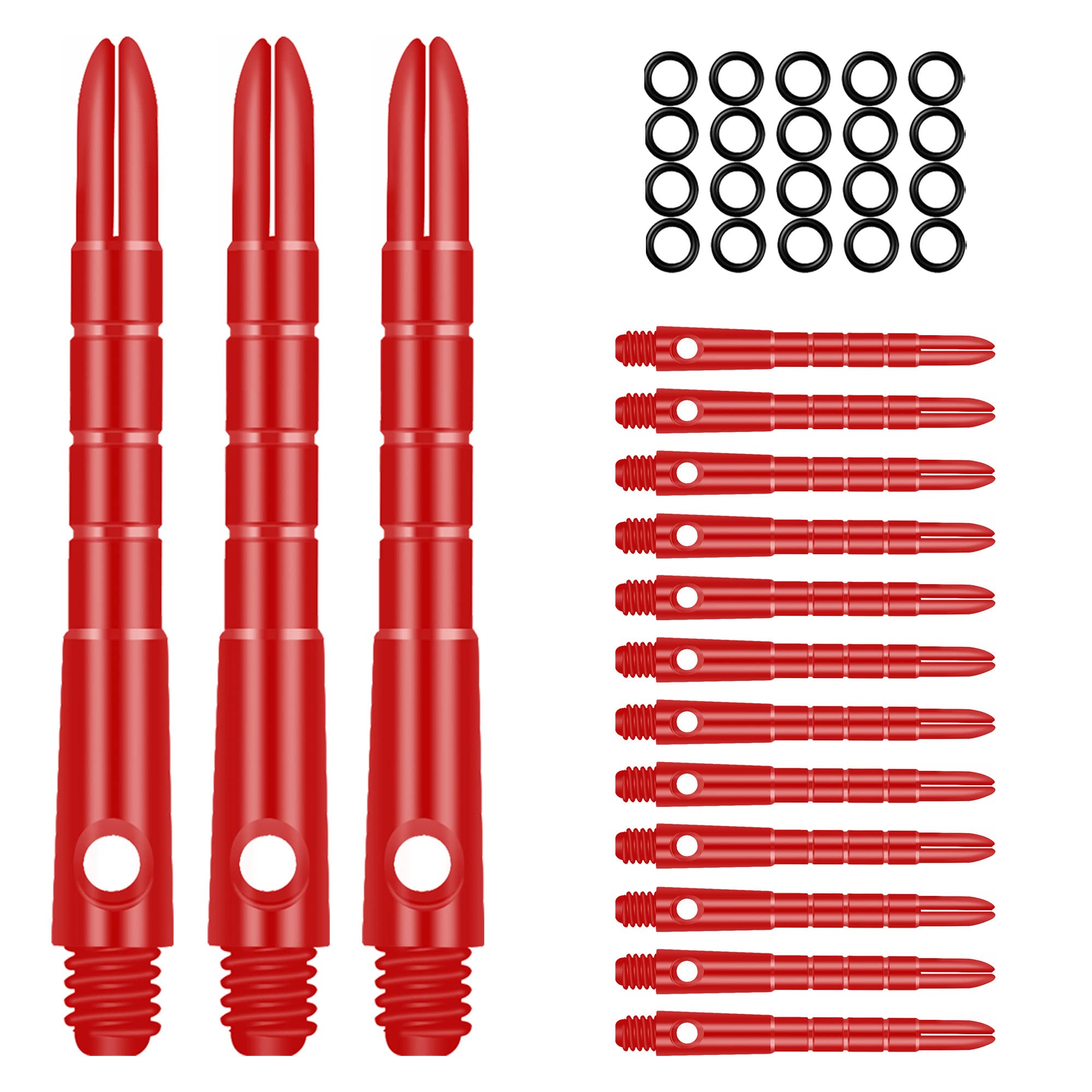 CyeeLife Pro Dart Shafts Aluminium 15pcs with 20pcs Rubber O Rings,Red 40mm