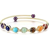 Top Plaza 7 Chakra Bracelet Healing Crystal Stone Bead Ankle Bracelets Adjustable 14K Gold Plated Bracelets for Women Ladies Birthday Gifts Mom Gifts