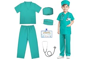 RioRand Doctor Costume for Kids,Toddler Nurse Scrubs with Accessories Dress Up Cosplay
