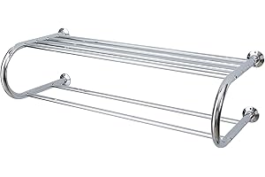 Organize It All Mounted Chrome Bathroom Shelf with Towel Rack