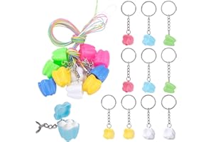 lasuroa 20 Pcs Tooth Saver Necklace Box & Keychains Set, Colorful Tooth Fairy Boxes for Kids Lost Teeth Cute Plastic Milk Tee