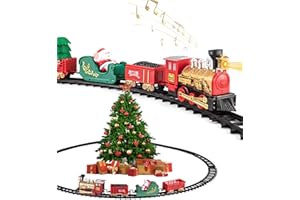 IFANFACE Train Toy for Toddler, Christmas Decoration Electric Train Set Around The Tree w/Lights & Sound for Kids, Battery Operated Locomotive Engine with Tracks, Gift for 3 Years Old and Up Boy Girl Children