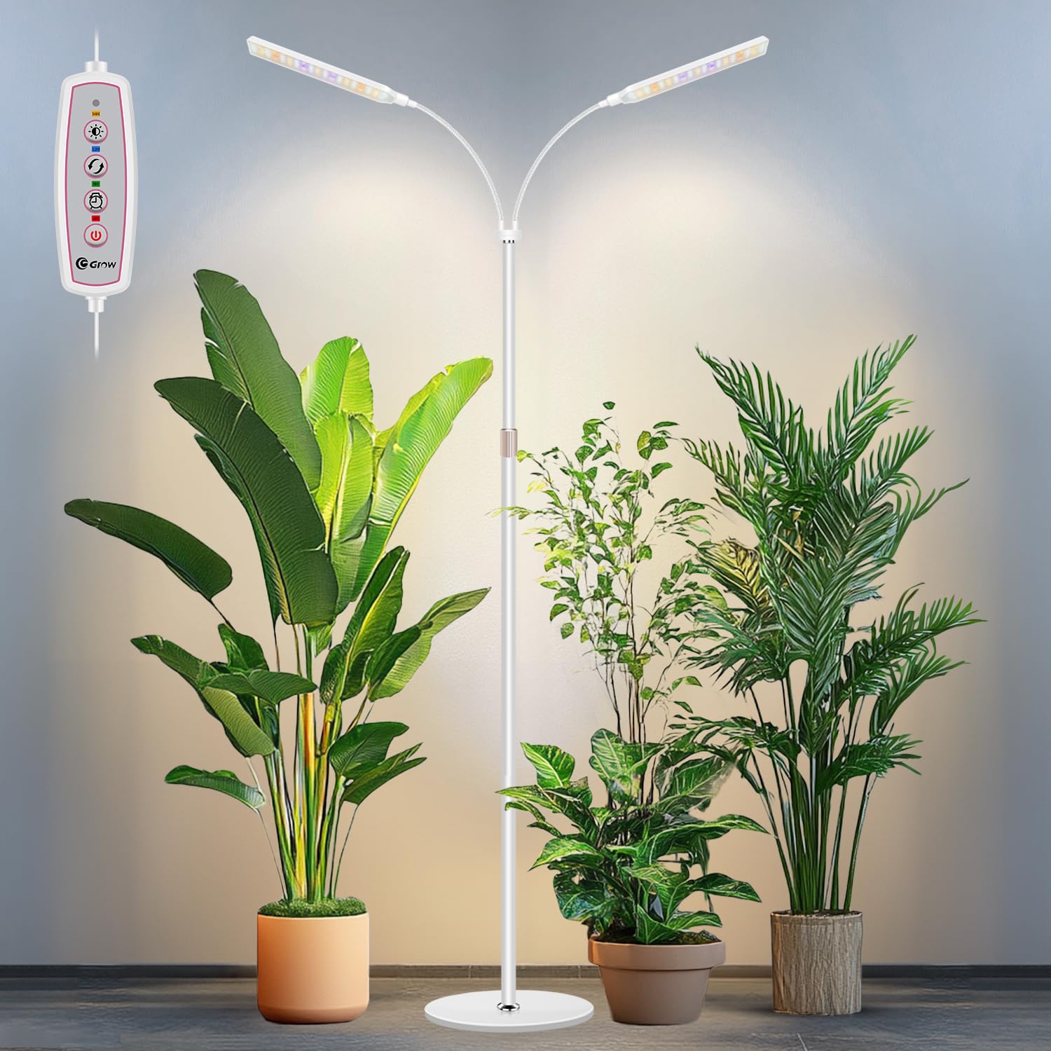 Kullsinss Plant Grow Light, Full Spectrum Plant Light for Indoor Plants, Height Adjustable Halo Grow Lamp with 3 Color Modes, 10 Dimmable Brightness, Low Safe Voltage, Idea for Mini Small Plant