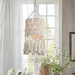 Bioaqua Boho Hanging Lamp Shade,Macrame Pendant