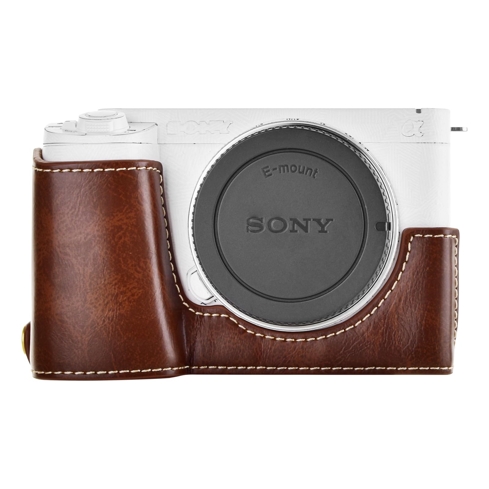 MUZIRI KINOKOO Sony ZV-E1 Case - PU Leather Half Case for Sony ZV-E1/ZVE1 Camera - Protective Case with Bottom Opening Version - Coffee