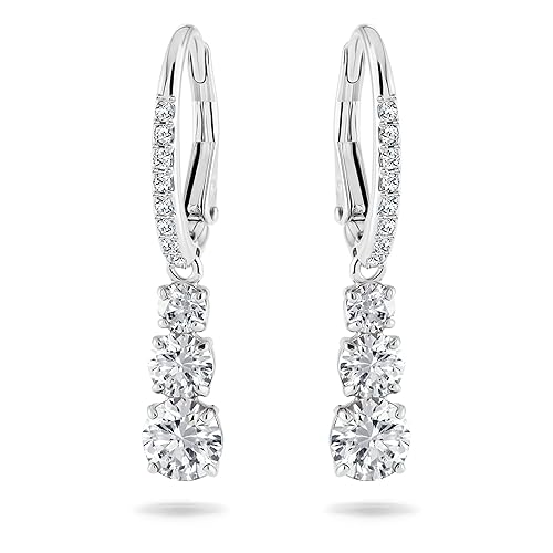 Swarovski Attract Trilogy earrings, White, Rhodium plated
