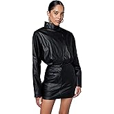 Ronny Kobo Womens Maddix Longsleeve Faux Leather Mini Dress