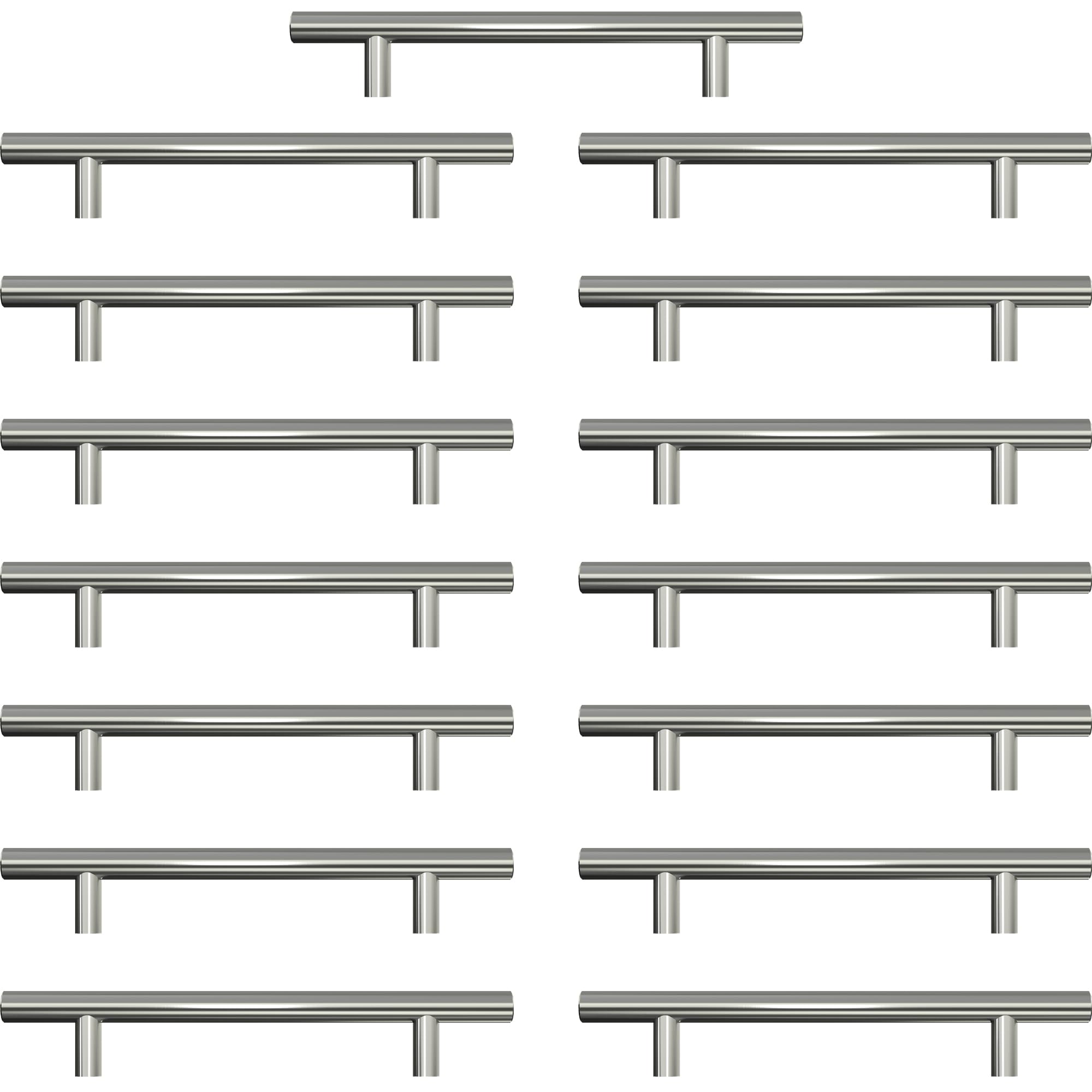 AwmnSrman Kitchen Cupboard Handles Silver 15 Pack 128 mm(5 inch) Hole Center, Brushed Finish Stainless Steel Installation of Holes