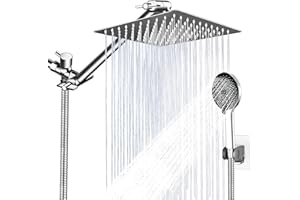 ASHWANTH Shower Head System,8"Rain Shower Head with Handheld Spray Combo,High Pressure Rainfall Shower Head Clean Bathroom,Chrome