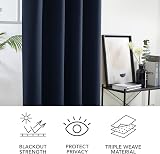 Deconovo Eyelet Blackout Curtains Navy Blue 140x180 cm 2 Panels Thermal view 6