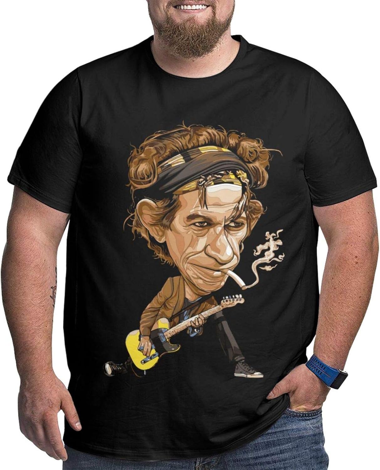 Unisex Large-Scale Keith Richards Graphic T-Shirt Fashion Short Sleeve