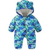 JiAmy Baby Snowsuit Baby Printed Winter Clothes With Flod-Over Girl Boy Hooded Outfits Jumpsuit Coat