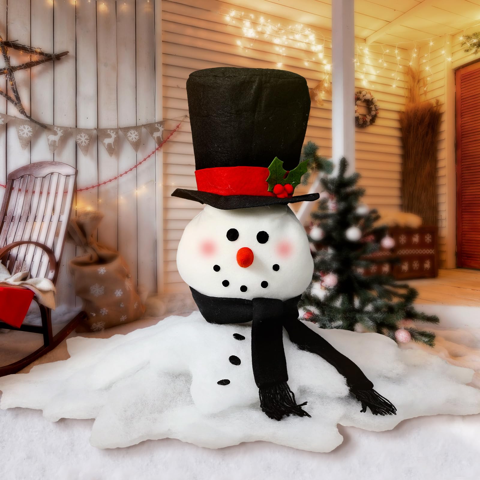 Photo 1 of Knitgrip 18 Inch Christmas Snowman Decorations Winter Melt Shaped Snowman Ornaments Outdoor Cute Christmas Porch Decor for Xmas Funny Home Indoor Outside Yard Holiday Fake Decor