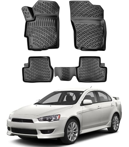 Black Nylon Floor Mats – 4-Piece Set, Anti-Slip, Fits 2008-2017 Mitsubishi Lancer 4Dr
