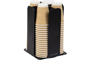 Mind Reader Cup and Lid Carousel, Countertop Org, Coffee Bar, Beverage Cup Holder, Plastic, 19.7L x 19.7W x 29.2H cm, Black
