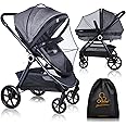 Orzbow Universal Mosquito Net for Stroller, Baby Bug Net with Two-Way Zippers & Storage Bag, Breathable & Foldable Mosquito Nets for Strollers, Car Seat, Bassinet, Cradle, Portable Mini Crib, Black