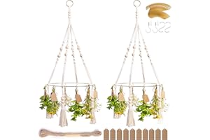 PROTITOUS Herb Drying Rack with Decorative Tassels, 2-Pack Includes 20 Golden Hooks, 25 Gift Tags & 32ft Jute Twine - Hanging Herb Dryer for Kitchen, Garden, Home Decor