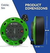 Desiretech 4 Socket Extension Lead 5m Heavy Duty Cable Reel 13A CE UKCA view 2